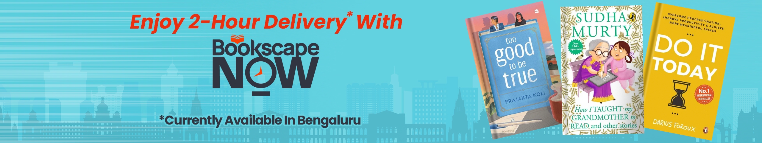 rapid delviery, bookscape now, 2 hrs delivery, bangalore