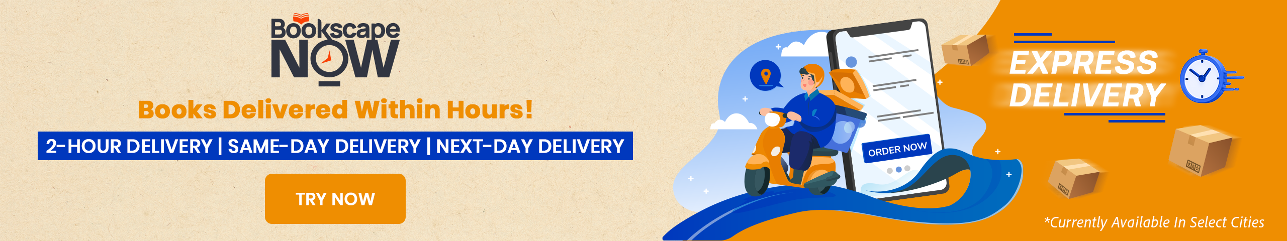 rapid delviery, bookscape now, 2 hrs delivery, bangalore
